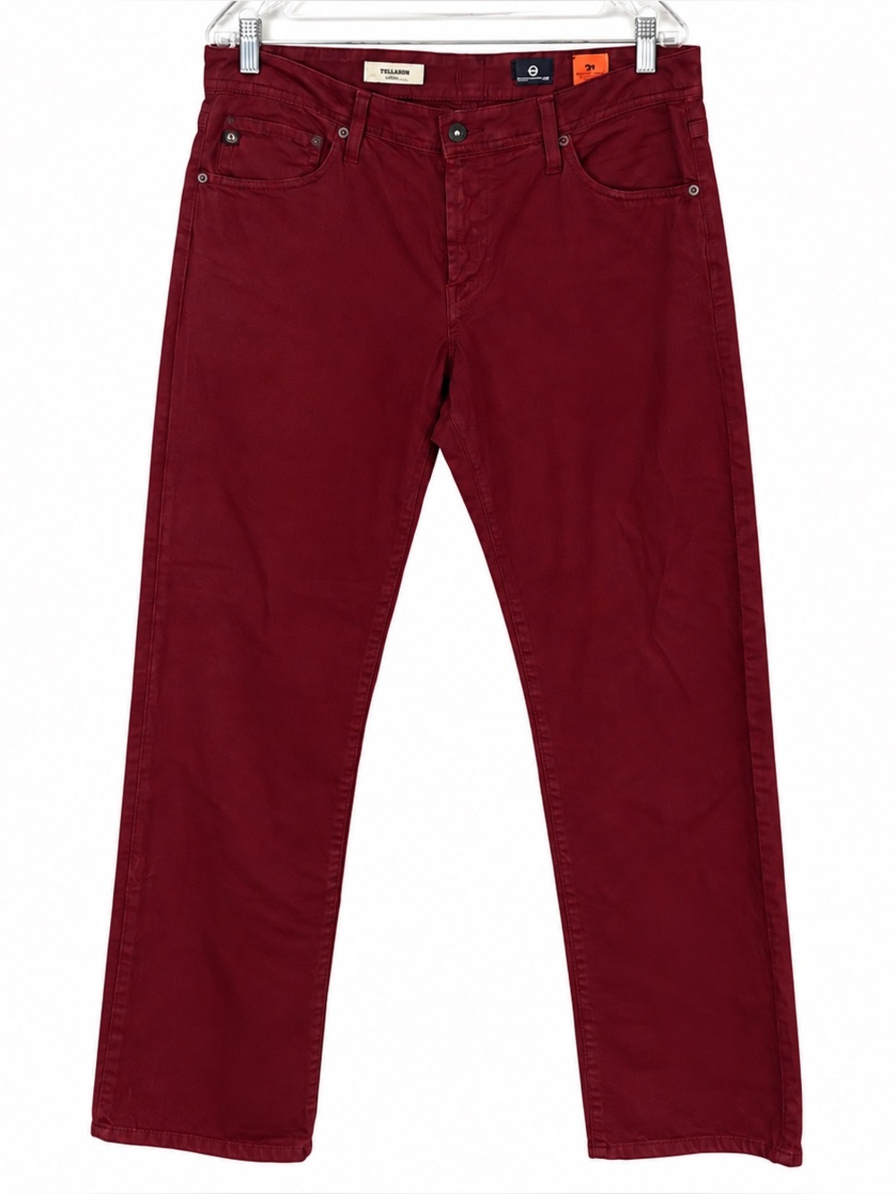 AG Adriano Goldschmied Graduate Pants Mens 33x34 Rust Maroon SUD Sateen Chino